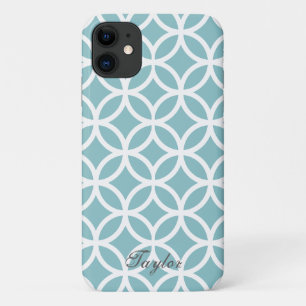 Teal Diamond Pattern Personalised iPhone 11 Case