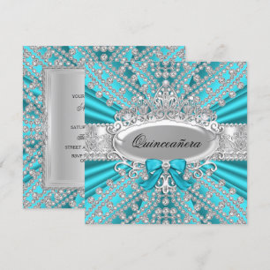 Teal Diamond & Tiara Quinceañera Invitation