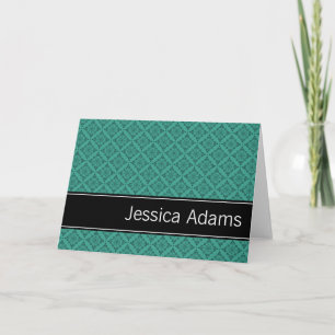 Teal Diamonds Pattern Personalized Note Card