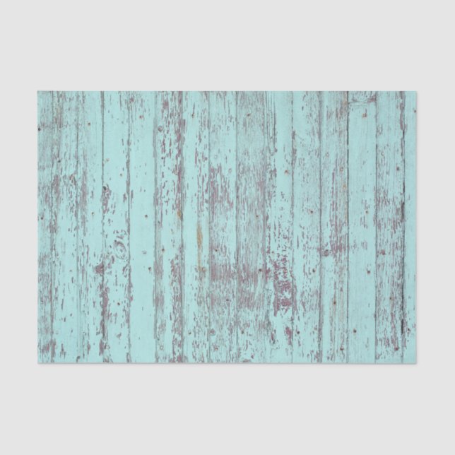Teal Distressed Rustic Wood Tissue Paper (Front)