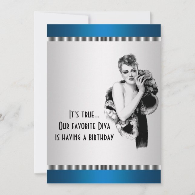 Teal Diva Birthday Party Invitation (Front)