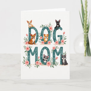 Teal Dog Mum Floral Art Card