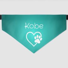 Teal Dog Paw Heart Name