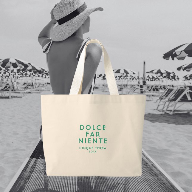 Teal Dolce Far Niente Cinque Terra Travel  Large Tote Bag (Creator Uploaded)