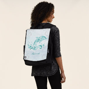 Teal Dolphin Personalised Backpack