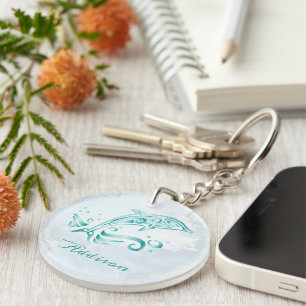 Teal Dolphin Personalised Keychain