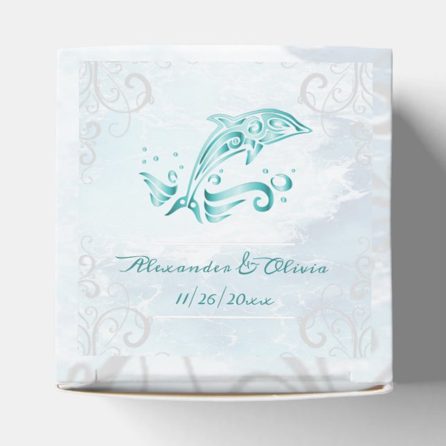 Teal Dolphin Wedding Favour Box (Top)