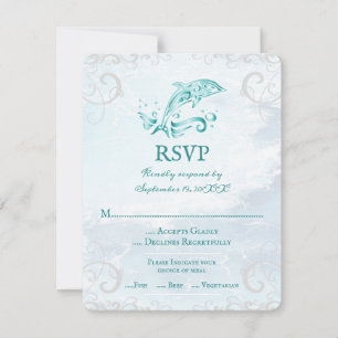 Teal Dolphin Wedding RSVP Card