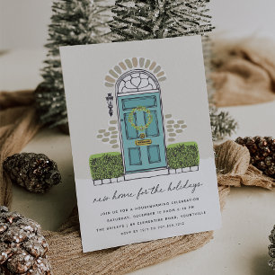 Teal Door Holiday Housewarming Party Invitation