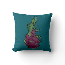 Teal Dragon Fruit Throw Pillow