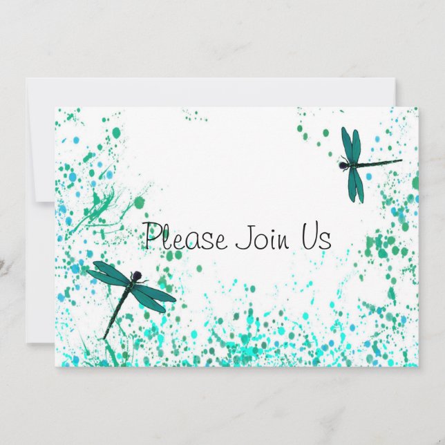 Teal Dragonflies Wedding Invitation (Front)