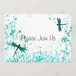 Teal Dragonflies Wedding Invitation