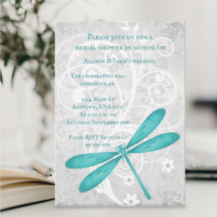 Teal Dragonfly Bridal Shower Invite