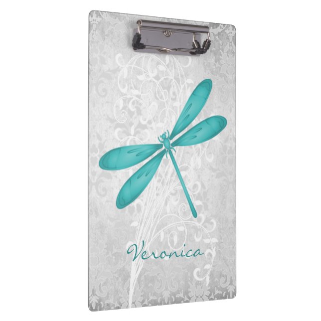 Teal Dragonfly Personalised Clipboard (Right)