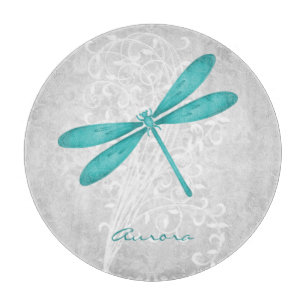 Teal Dragonfly Personalised Cutting Board