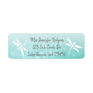 Teal Dragonfly Return Address Label