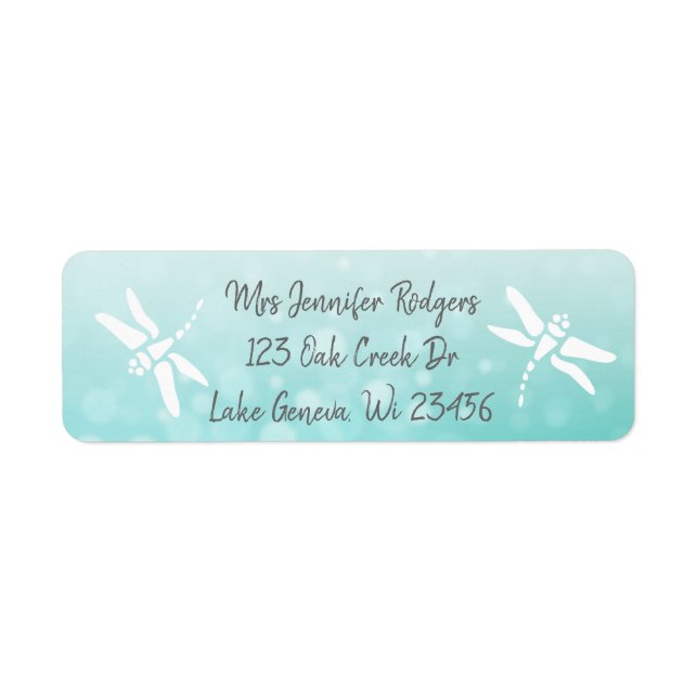Teal Dragonfly Return Address Label (Front)