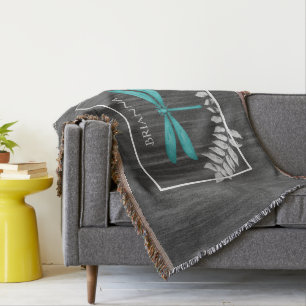 Teal Dragonfly Rustic Personalized Throw Blanket