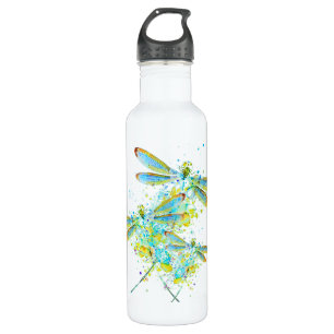 Teal Dragonfly splatter  710 Ml Water Bottle