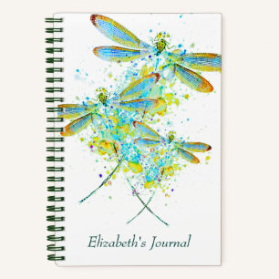 teal Dragonfly splatter journal