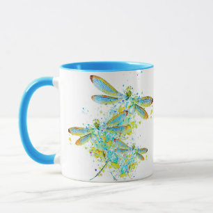 Teal Dragonfly splatter  Mug