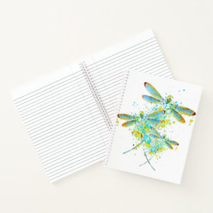 Teal Dragonfly splatter Notebook