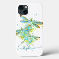 Teal Dragonfly splatter personalised 
