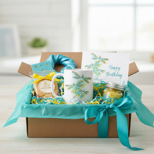 Teal Dragonfly splatter personalised  Coffee Mug