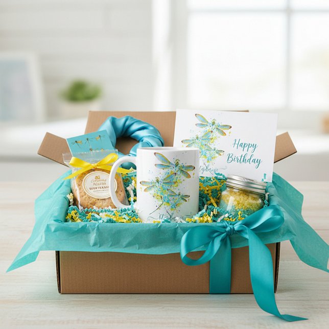 Teal Dragonfly splatter personalised  Coffee Mug (Creator Uploaded)