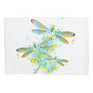 Teal Dragonfly splatter  Pillowcase