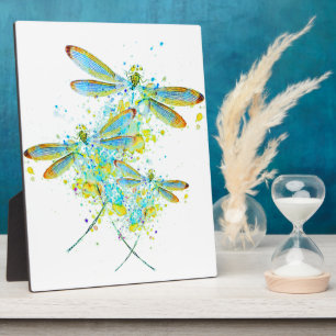 Teal Dragonfly splatter Plaque