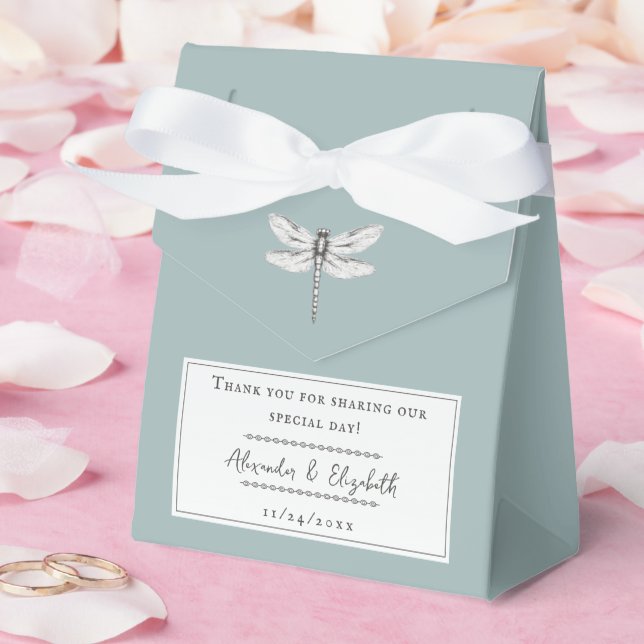 Teal Dragonfly Wedding Favour Box (Wedding)