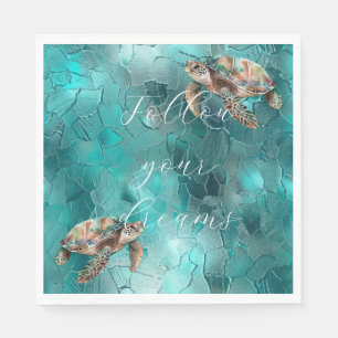 Teal Dream Sea Turtles Napkin