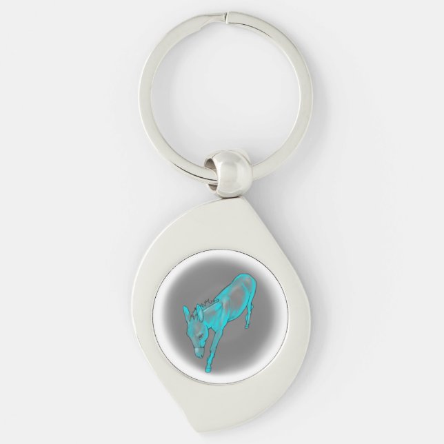 Teal Drop In Donkey Key Ring (Front)