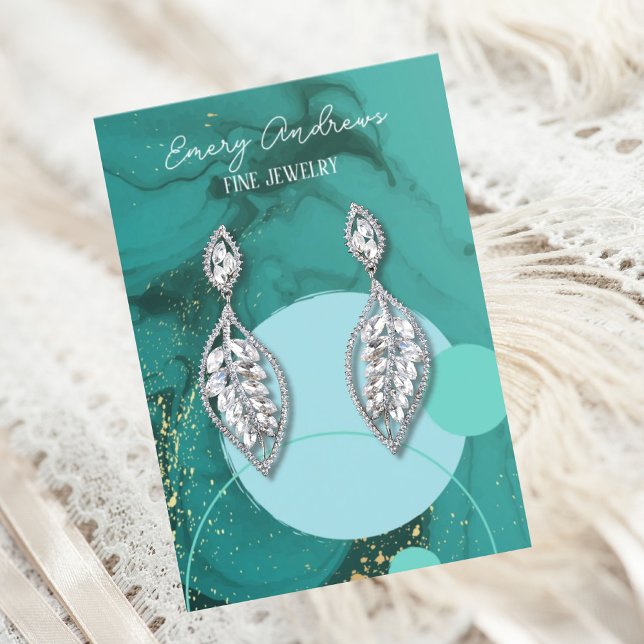 Teal Earring Holder Designer Jewellery Display Business Card (Creator Uploaded)