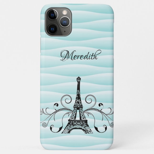 Teal Eiffel Tower Flourish Case-Mate iPhone Case (Back)