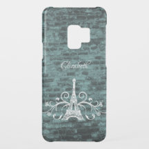 Teal Eiffel Tower Grunge Samsung Galaxy Case