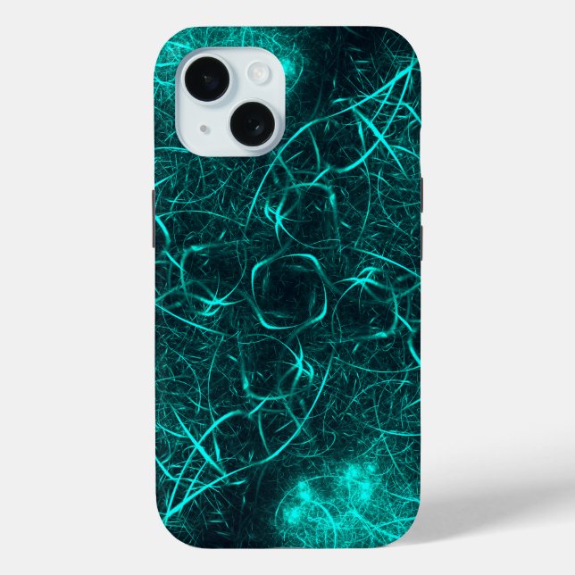 Teal Electric Energy Web Fractal Art Case-Mate iPhone Case (Back)