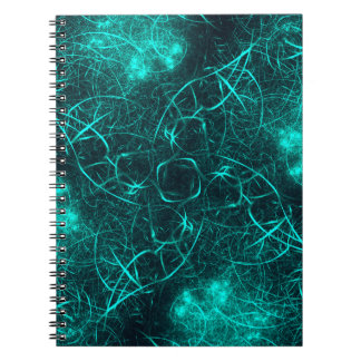 Teal Electric Energy Web Fractal Art Notebook