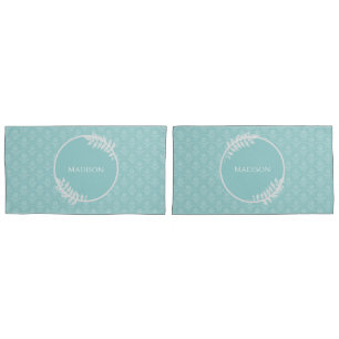 Teal Elegant Damask Pillow Case