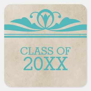 Teal Elegant Deco Graduation Stickers