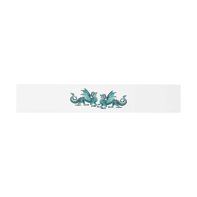 Teal Elegant Dragons Wedding Belly Bands Invitation Belly Band (Flat)