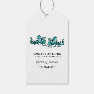 Teal Elegant Dragons Wedding Gift Tags