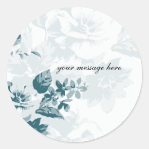 Teal Elegant Flower Wedding Stickers