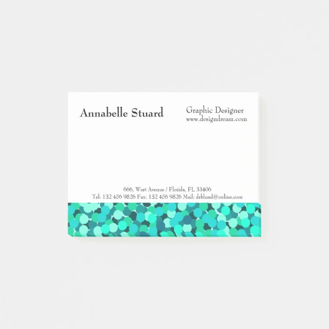 Teal Elegant Modern Simple Business Post-it Notes (Front)
