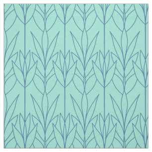 Teal elegant natural seamless leafy pattern plant fabric
