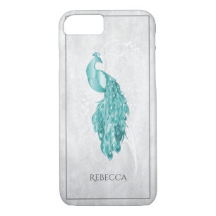 Teal Elegant Peacock Personalised iPhone 8/7 Case