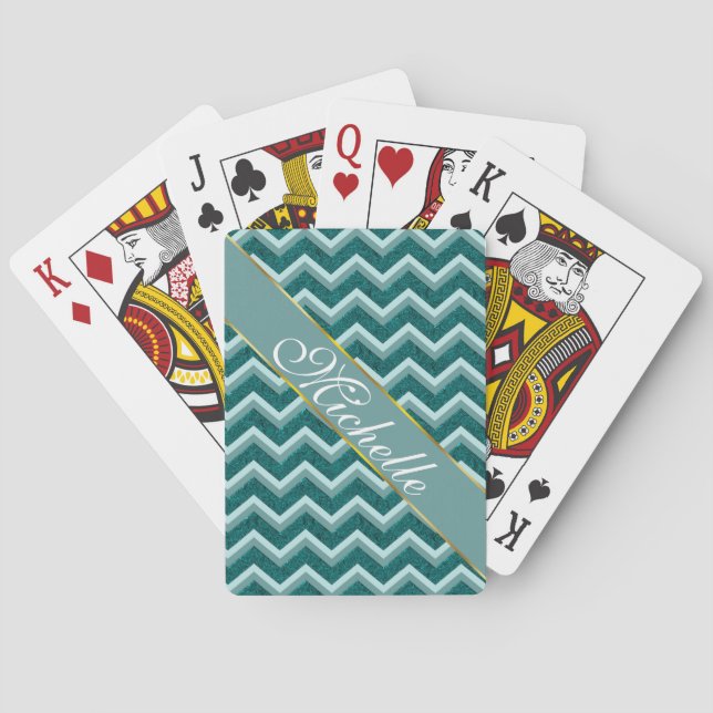 Teal Embossed Foil Playing Cards (Back)