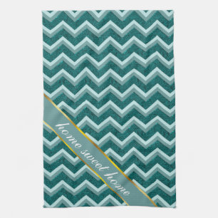 Teal Embossed Foil Tea Towel