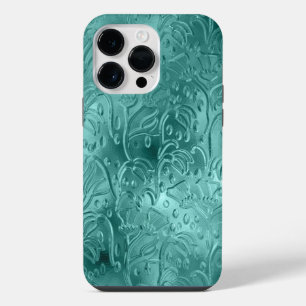 TEAL EMBOSSED METALLIC LOOK ORNAMATION iPhone 14 PRO MAX CASE